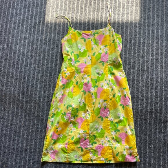 Lilly Pulitzer spaghetti strap dress. Citrus Lemonade Theme Size 4 Cotton - Picture 3 of 7